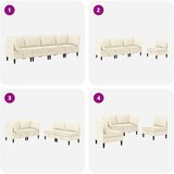  Set namještaja za dnevni boravak 4 pcs Krem Tkanina | shoptok.hr
