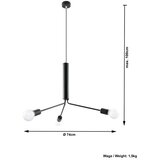 Sollux Crna viseća svjetiljka s metalnim sjenilom ø 74 cm Donato – | shoptok.hr