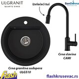  Granitna sudopera Ulgranit ULG510 okrugla (CRNA) + slavina izvlačeći tuš SanDonna - SET | Eponuda.com