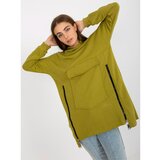 Fashion Hunters Basic olive green sweatshirt with a pocket Cene