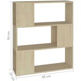 vidaXL ormarić za knjige / pregrada boja hrasta 80x24x94 cm od iverice | shoptok.hr