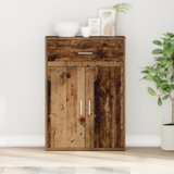 vidaXL Strani šal s predalom s polico Stari les 79 x 38 x 80 cm Konstruiran les | Shoptok.si