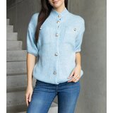 Gemre Women's blue short-sleeve sweater with decorative buttons Shela | Shoptok.si