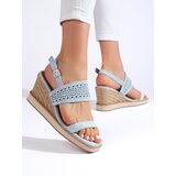Shelvt Blue women's wedge sandals | shoptok.hr