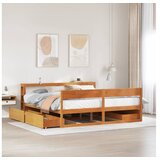 vidaXL Posteljni okvir brez vzmetnice vošč. rjava 200x200 cm borovina | Shoptok.si