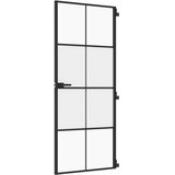 Sobna vrata tanka crna 83 x 201,5 cm kaljeno staklo i aluminij | shoptok.hr