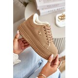 Boto Women's Insulated Sneakers On Chunky Sole With Gold Detail Brown Lotira | ePonuda.com
