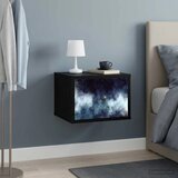  Wall-mounted noćni ormarić RAALTE Crni hrast 36 x 33 x 25 cm - Crni hrast Plavi mramorni uzorak 1 | shoptok.hr