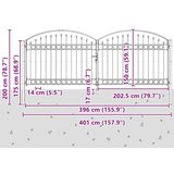 vidaXL Ograda vrata Ostalo Podesiva Siva 400 x 150 cm Čelik | shoptok.hr