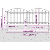 vidaXL Ograjna vrata ASSEN 401 x 200 cm Jeklo Siva Zaklenljivo, (5000300971) | Shoptok.si