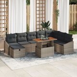 vidaXL 9-delni vrtni kavč set z blazinami siva poli ratan | Shoptok.si