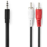 Nedis CAGB22200BK20, stereo audio kabl, 3,5 mm muški, 2x rca muški, niklovani, 2,00 m, crni | Eponuda.com