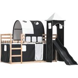 Krevet na kat s toboganom i zavjesama bijelo-crni 80 x 200 cm | Eponuda.com