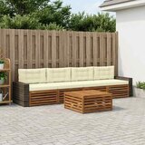  Set vanjskih sofa 5 kom. Prirodna i krem Čvrsto drvo akacije | shoptok.hr