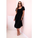 Kesi Włoski Women's viscose dress with puffed sleeves and a ruffled top black Cijene