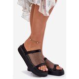 S. BARSKI Embellished Women's Platform Slippers With Mesh Black S.Barski MY51-016 | Shoptok.si