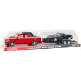  Set terenskog vozila s prikolicom i sportskim automobilom - 59cm - crno/crvenii | Shoptok.si
