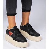 Gemre Black women's sneakers with a glittery heart Laira | Shoptok.si