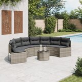  Vrtna sofa sa stolom i jastucima polukružna siva od poliratana | shoptok.hr