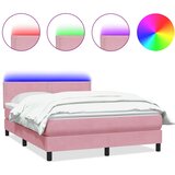  s oprugama i madracem LED ružičasti 160x210 cm baršunasti | shoptok.hr