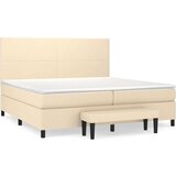 vidaXL box spring postelja z vzmetnico krem 200x200 cm blago, (20851597) | Shoptok.si