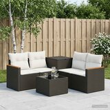  Set sofe 6 kom. Crna i krem-bijela Poli Rattan i čelik | shoptok.hr