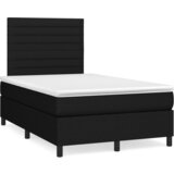vidaXL Box spring postelja z vzmetnico LED črna 120x190 cm blago Cene