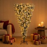  Obrnuto umjetno božićno drvce s granama 150 cm 150 LED lampica | shoptok.hr