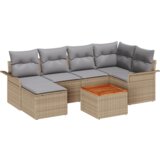  7-dijelni vrtni sofa set s jastučićima bež Poli ratan akacija | shoptok.hr