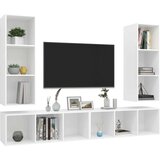 TV Stenske TV omarice 4 kosi bela iverna plošča | Shoptok.si