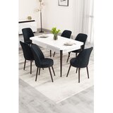 Hanah home trpezarijski set Nix, sto na razvlačenje i 6 stolica, bela ploča, braon noge, antracit tkanina Babyface | Eponuda.com