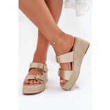 Boto Wedge Sandals For Women With Braiding And Buckles Gold Pasinea | shoptok.hr