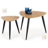 Halmar Komplet od 2 pomoćna stočića NICEA, prečnik 40/60 cm, zlatni hrast/crna Cene