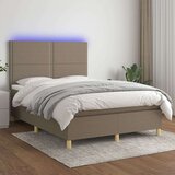  Krevet box spring s madracem LED smeđesivi 140x190 cm tkanina Cijene