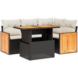 Maison Chic Seti vrtnega pohištva - Vrtna garnitura - Vrtni pohištvo set 5-delna z blazinami črn poli ratan, (21816203) | Shoptok.si