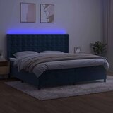  Box spring s madracem LED tamnoplavi 200x200 cm baršun | shoptok.hr