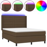 Krevet box spring s madracem LED tamnosmeđi 140x200 cm tkanina | Eponuda.com