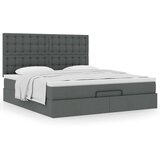 vidaXL Otomanski posteljni okvir z vzmetnico siv 160x200 cm blago | Shoptok.si