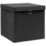  Kutije za pohranu s poklopcima 4 kom 28 x 28 x 28 cm crne | Eponuda.com