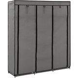 vidaXL Garderobna omara s predelki in palicami siva 150x45x175cm blago Cene