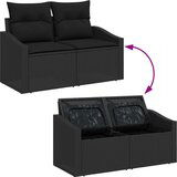 vidaXL 8-delni vrtni kavč set z blazinami Črna Poly Ratan | Shoptok.si