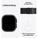 Apple Watch Ultra 4 Milanaise Črna pasu: MJAV4QF/A Velikost Srednja 49mm Črna titanova škatla | Shoptok.si