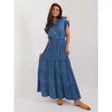 Fashion Hunters Navy blue flared skirt with ruffles