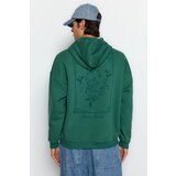 Trendyol Green Men's Oversized Hooded Fluffy Floral Printed Pile Cotton Sweatshirt with Soft Inside. | Shoptok.si