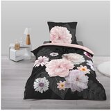 Douceur d intérieur Crna/ružičasta pamučna posteljina za krevet za jednu osobu 140x200 cm Floral – Cijene