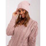 Fashion Hunters Light pink winter hat with RUE PARIS appliqué Cene