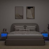  Noćni ormarići s LED svjetlima zidni 2 kom siva boja hrasta | Eponuda.com