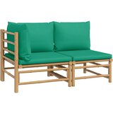 Maison Chic Seti vrtnega pohištva - Vrtna garnitura - Vrtni pohištvo set 2-delna z zelenimi blazinami bambus, (21809128) Cene
