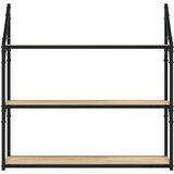  Zidna polica s 3 razine dimljenog hrasta 80x21x78,5 cm drvena | shoptok.hr
