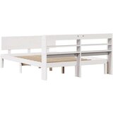 vidaXL Posteljni okvir z vzglavjem bel 140x200 cm trdna borovina | Shoptok.si
